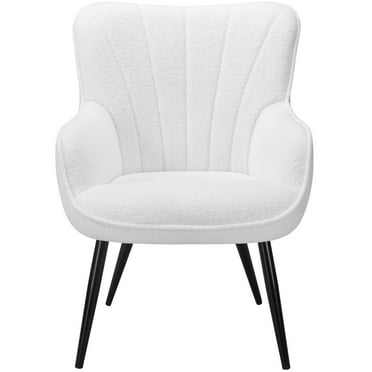 TrumanPick Teddy Fleece Accent Chair, Mid Century Modern Sofa Chairs, White