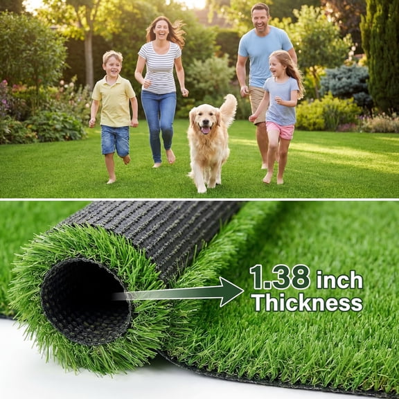 TrumanPick Waterproof Artificial Grass Turf 7 x 15 Ft Indoor Outdoor Garden Lawn Mat Fake Grass Rug for Pets, 1.38"H