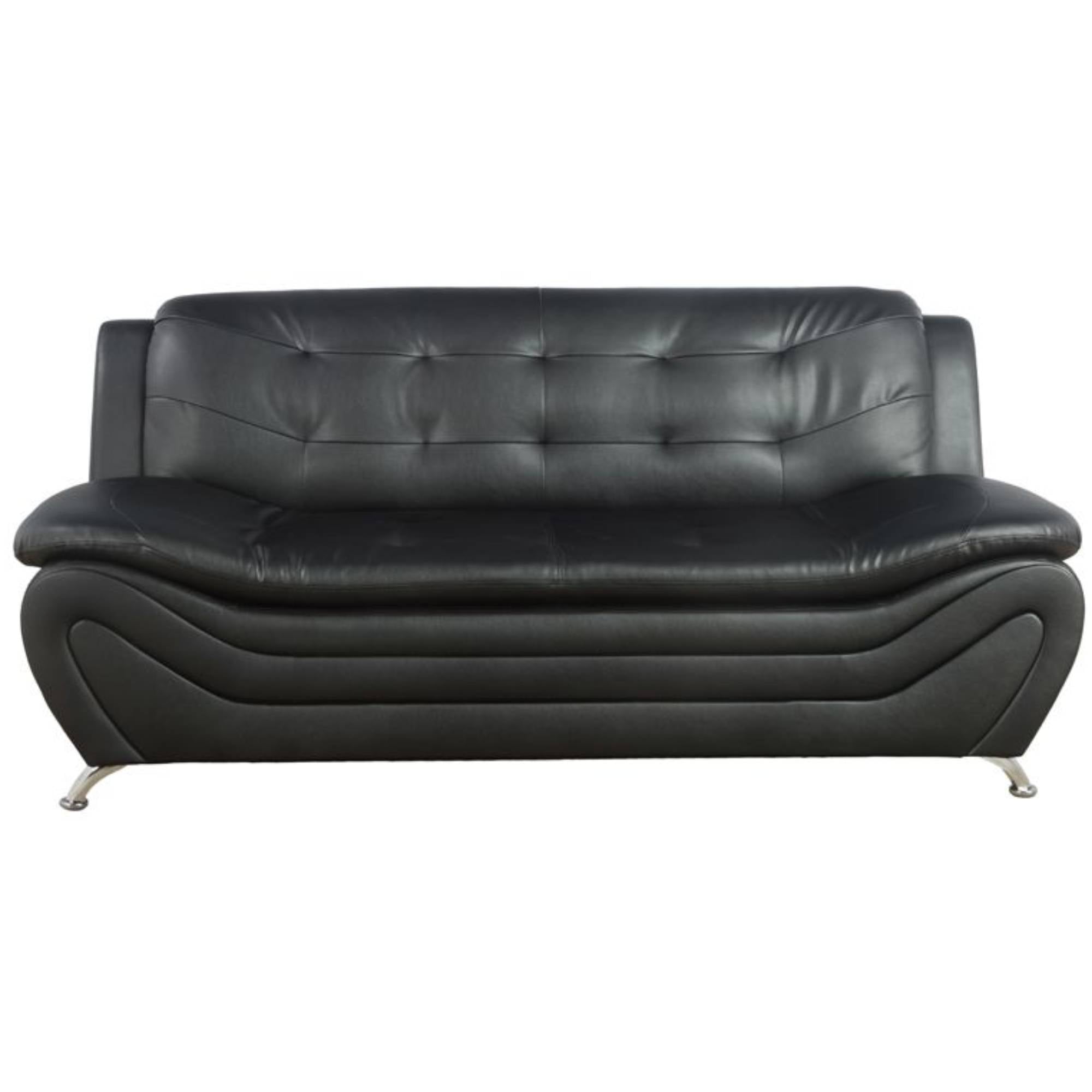 Trumanpick Leather 3 Seat Sofa Chair, Modern Comfy Sofa Couch for Living Room Furniture, Black