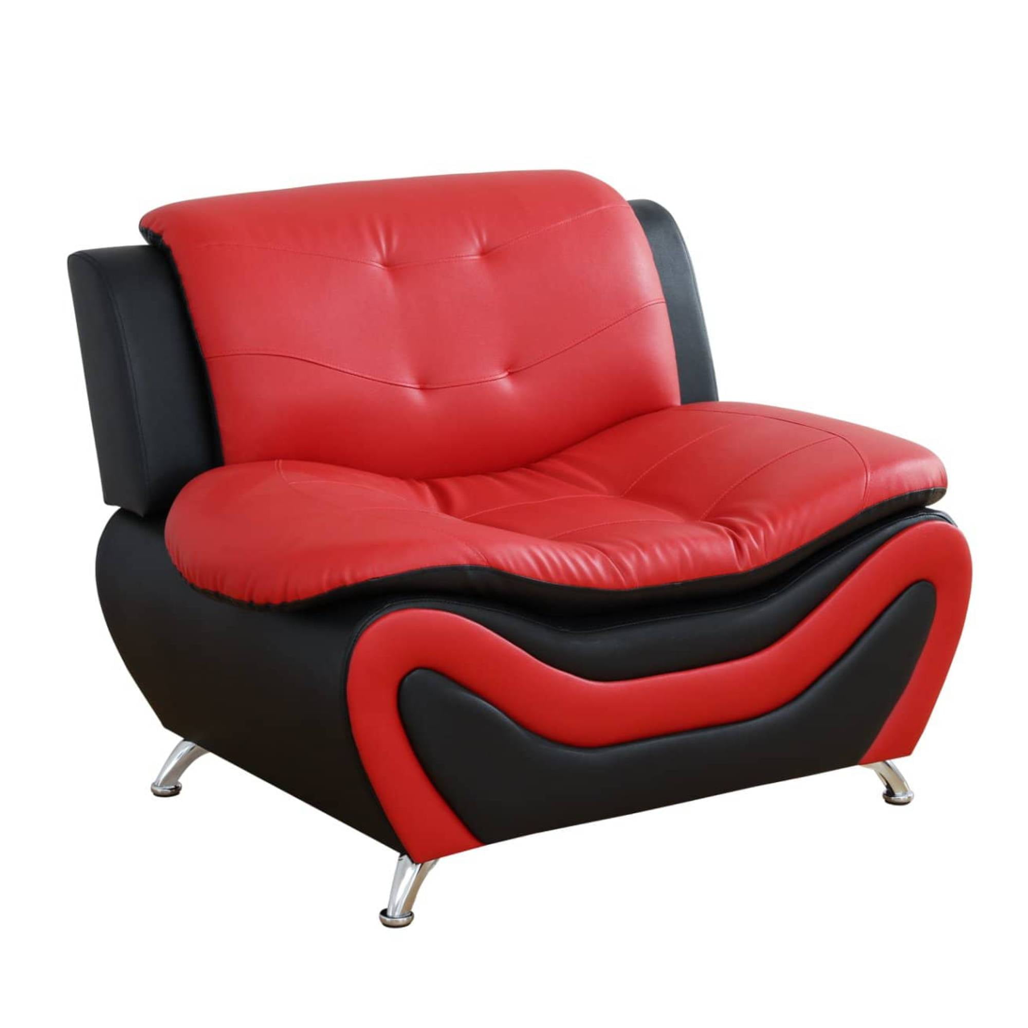 Trumanpick Leather Accent Sofa Chair, Modern Comfy Sofa Couch for Living Room,Bedroom, Red