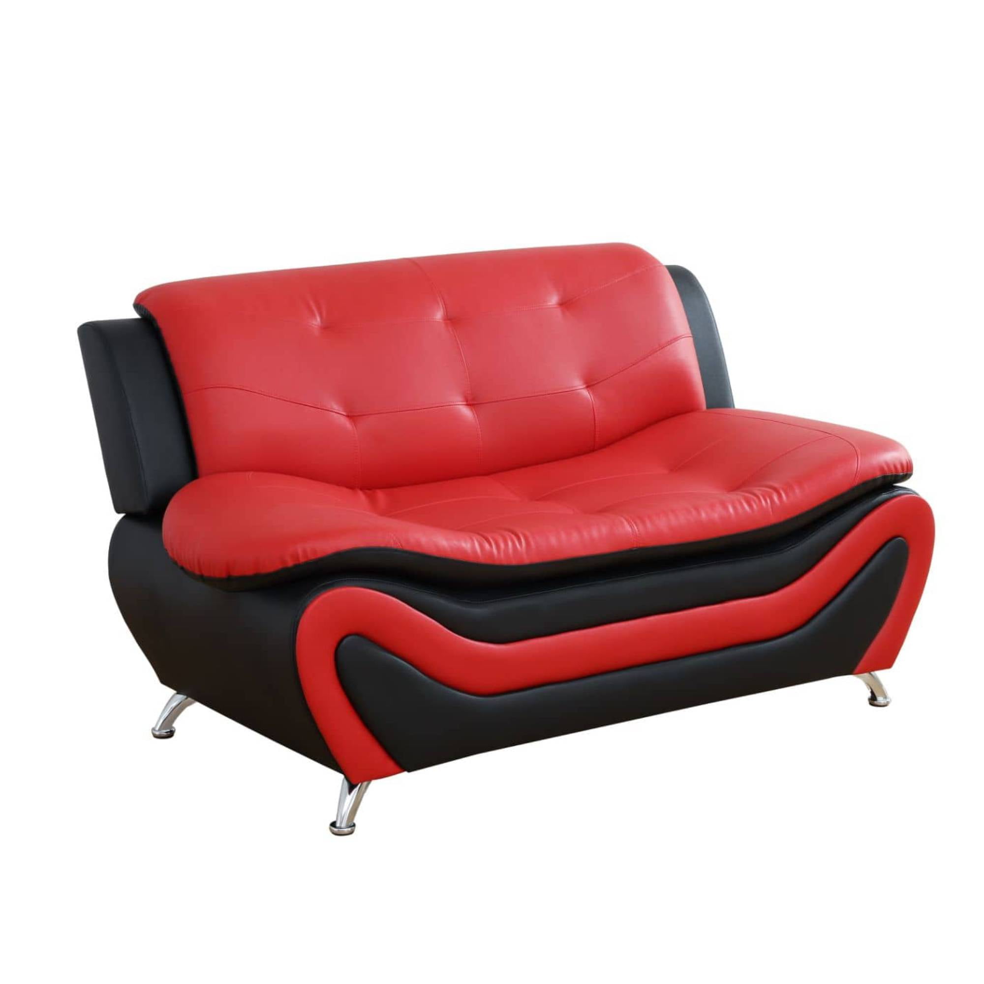 Trumanpick Leather Loveseat Sofa Chair, Modern Comfy Sofa Couch for Living Room,Bedroom, Red