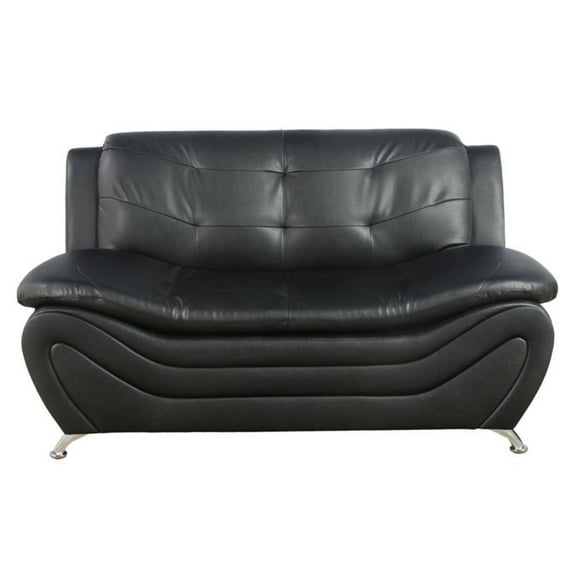 Trumanpick Leather Loveseat Sofa Chair, Modern Comfy Sofa Couch for Living Room Furniture, Black