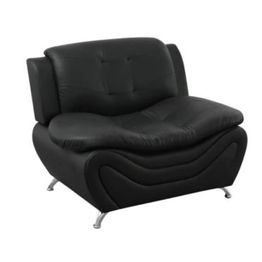 Trumanpick Leather Single Sofa Chair, Modern Comfy Sofa Couch for Living Room, Black
