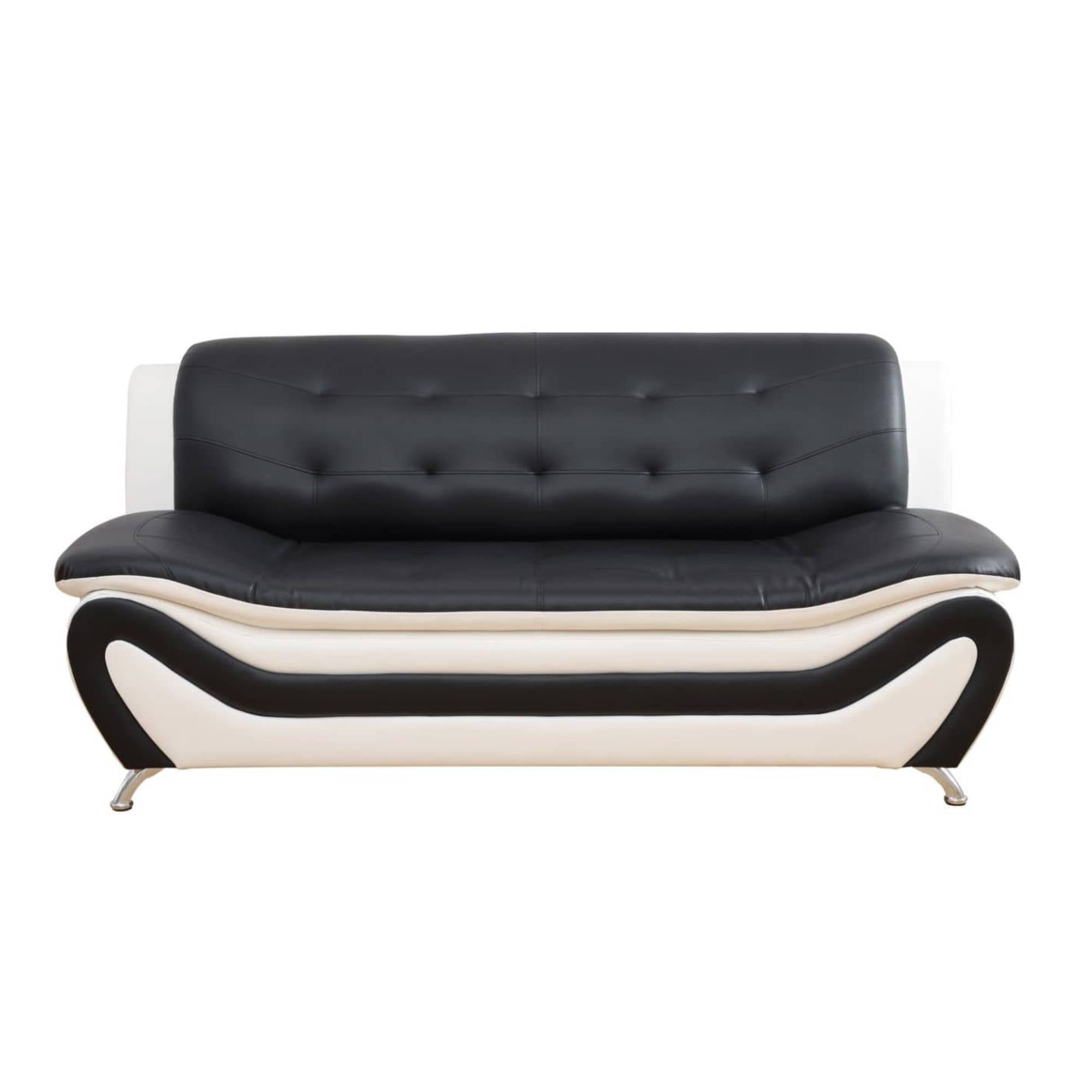 Trumanpick Leather Sleeper Sofa Chair, Modern 3 Seater Comfy Sofa Couch for Living Room, Black and White