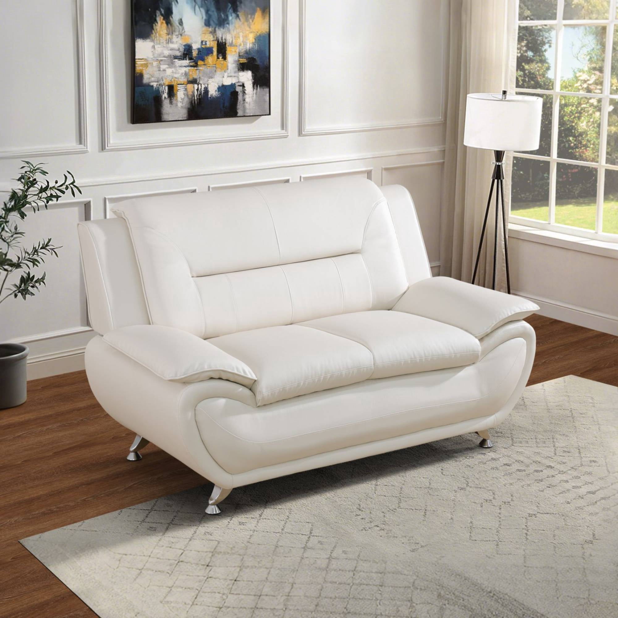 Trumanpick Leather Sofa Chair, 2 Seater Comfy Loveseat Sofa Couch for Living Room, Bedroom, Black