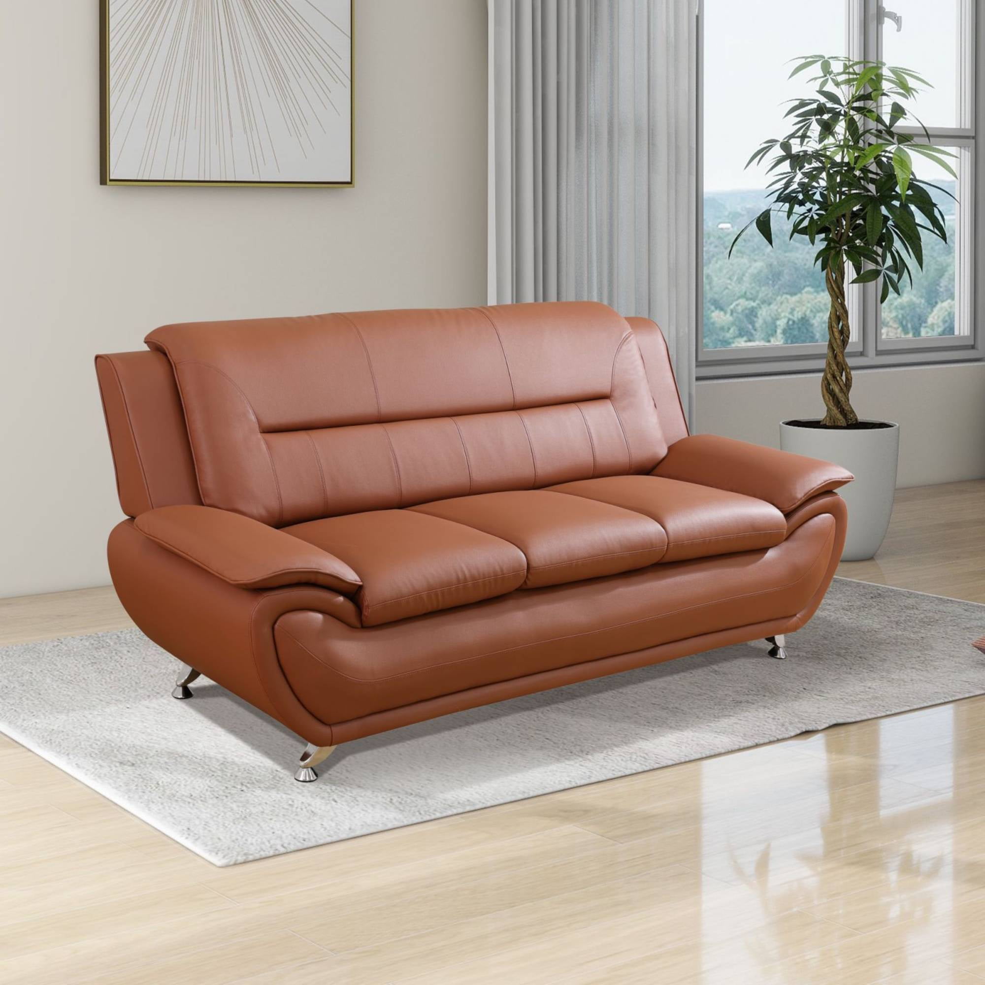 Trumanpick Leather Sofa Chair, Modern 3 Seater Comfy Sofa Couch for Living Room, Bedroom, Bronze