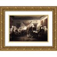 thumbnail image 1 of Trumbull, John 14x11 Gold Ornate Wood Framed with Double Matting Museum Art Print Titled - Signing of The Declaration of Independence, 1817-1819, 1 of 4