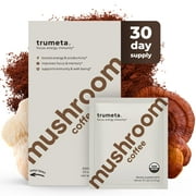 Trumeta Organic Mushroom Coffee Blend with Lion's Mane, Reishi and Cordyceps Mushrooms, Instant Mushroom Coffee, 30 Ct