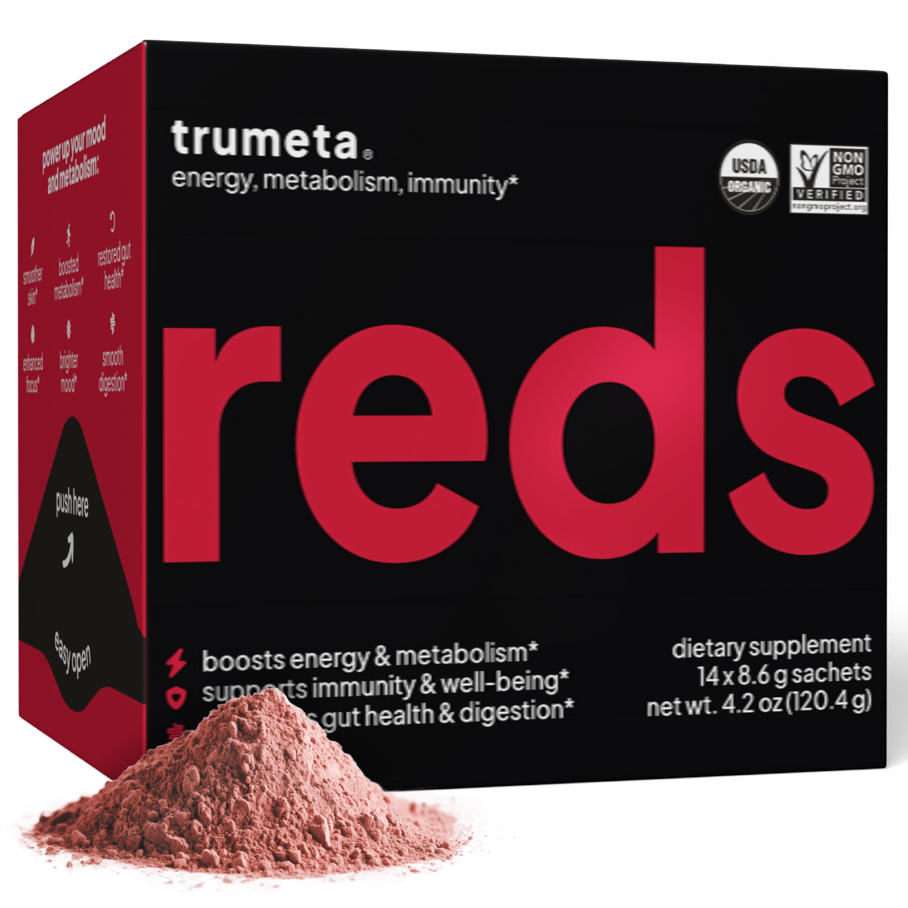 Purity Super Reds Trumeta Super Reds Powder 14 Packets for Immune Support, Energy, Memory ...