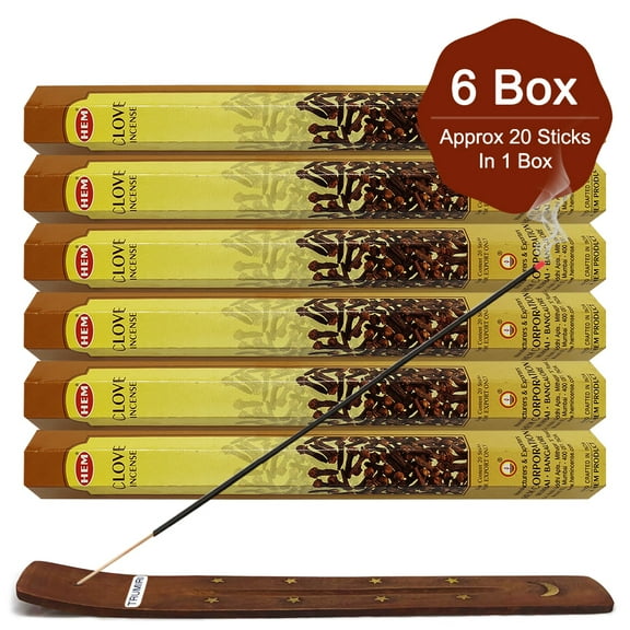 Trumiri Incense Stick Holder Bundle with Hem Clove 20g Incense Sticks - Pack of 6 (approx 120 Sticks)
