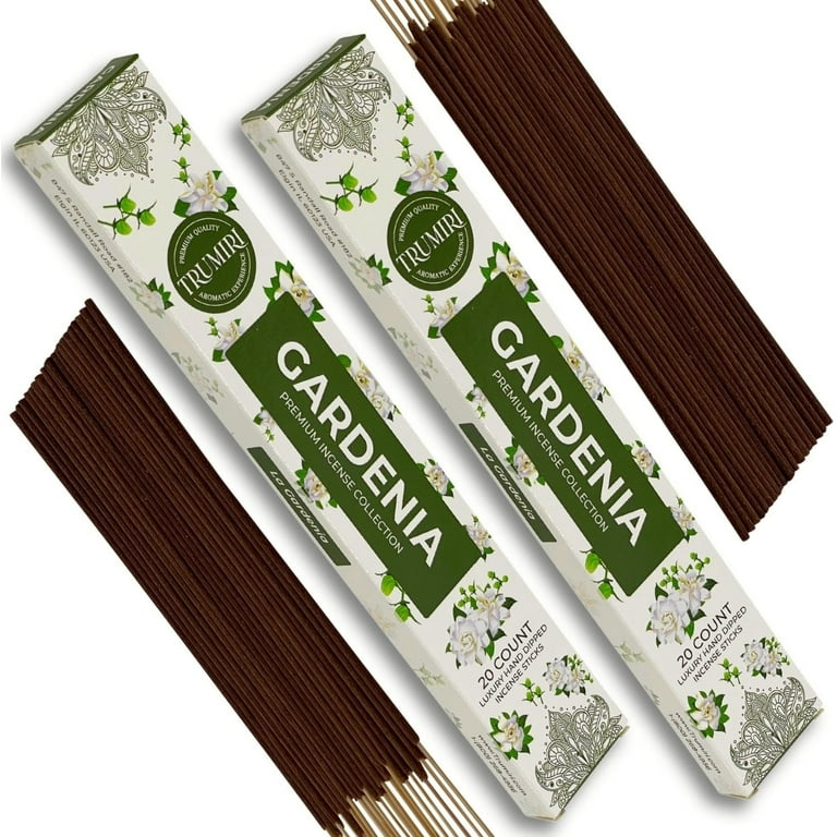 Trumiri Incense Sticks - Total 40 Gardenia Insence-Sticks - Dual Pack of 20  Insenses - Insents - Incents - Inscense - Incence - Incienso - All Natural  Incense Sticks 