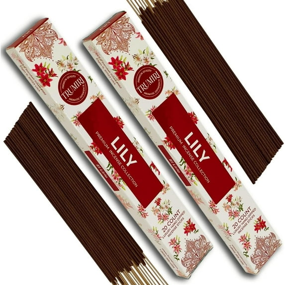 Trumiri Incense Sticks - Total 40 Lily Insence-Sticks - Dual Pack of 20 Insenses - Insents - Incents - Inscense - Incence - Incienso - All Natural Incense Sticks