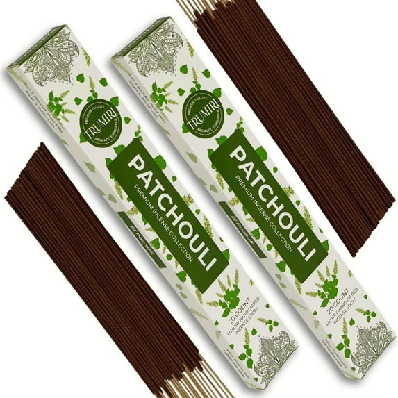 Trumiri Incense Sticks - Total 40 Patchouli Insence-Sticks - Dual Pack of 20 Insenses - Insents - Incents - Inscense - Incence - Incienso - All Natural Incense Sticks