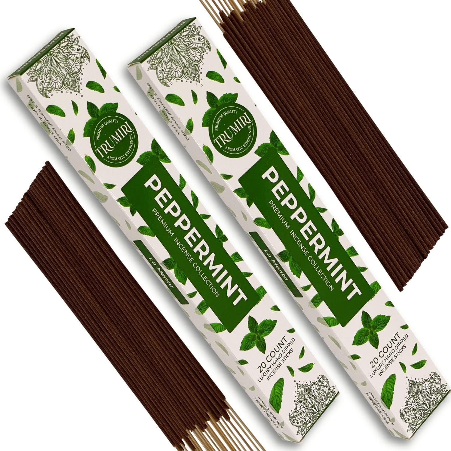 Trumiri Incense Sticks - Total 40 Peppermint Insence-Sticks - Dual Pack of 20 Insenses - Insents - Incents - Inscense - Incence - Incienso - All Natural Incense Sticks