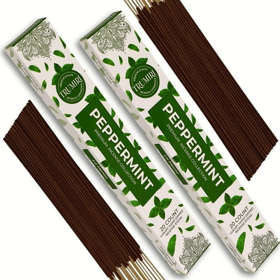 Trumiri Incense Sticks - Total 40 Peppermint Insence-Sticks - Dual Pack of 20 Insenses - Insents - Incents - Inscense - Incence - Incienso - All Natural Incense Sticks
