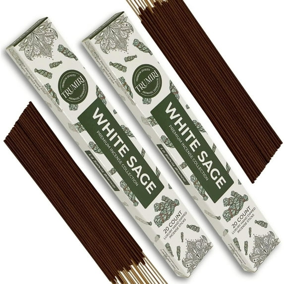 Trumiri Incense Sticks - Total 40 White Sage Insence-Sticks - Dual Pack of 20 Insenses - Insents - Incents - Inscense - Incence - Incienso - All Natural Incense Sticks