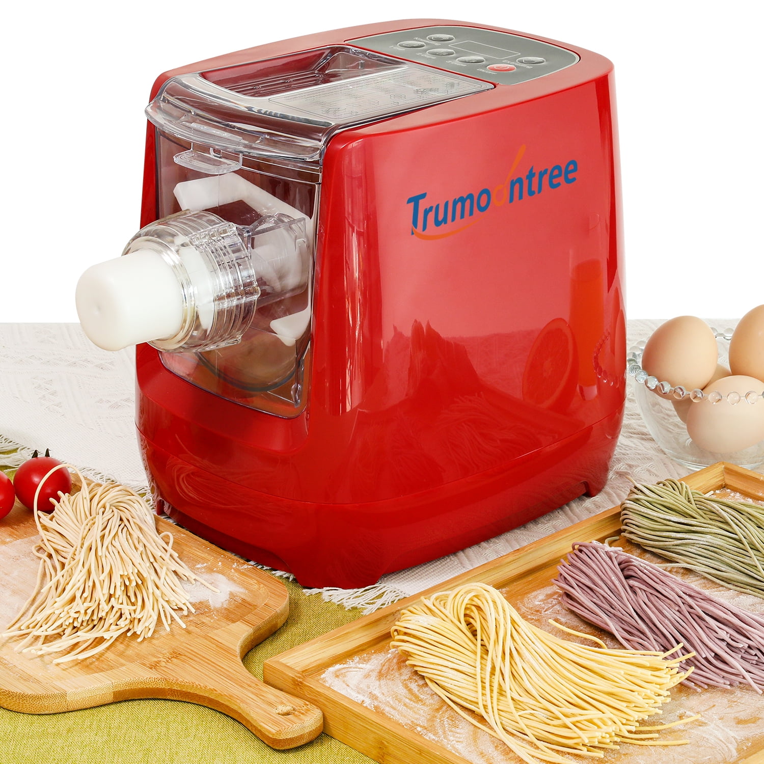 Miumaeov Electric Pasta Maker,Electric Pasta and Ramen Noodle Maker Machine,  Automatic Noodle Maker Machine with 9 Molds to Choose, Make Spaghetti,  Fettuccine, Penne, Macaroni, or Dumpling Wrappers 