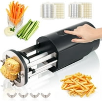 Trumoontree Electric French Fry Cutter Automatic Potato Cutter Machine Commercial French Fry Maker Cutter Household with 1/2 & 3/8 Inch Stainless Steel Blades for Cucumbers, Carrots