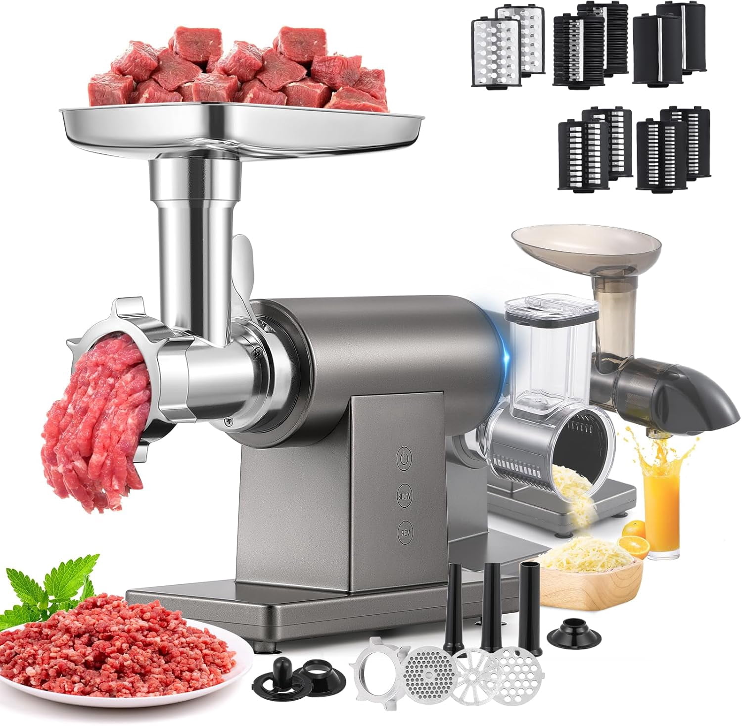Trumoontree Electric Meat Grinder 3200W Meat Mincer Cheese Grater Veggie Shredder Sausage Kubbe maker Juicer