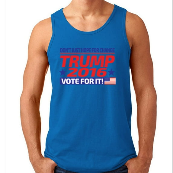 Trump 2016 Vote For It Men's Royal Blue Tank Top Make America Great Tee Small