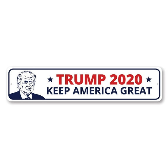 Trump 2020 Keep America Great Aluminum Metal Decor Sign - 4x18 inches