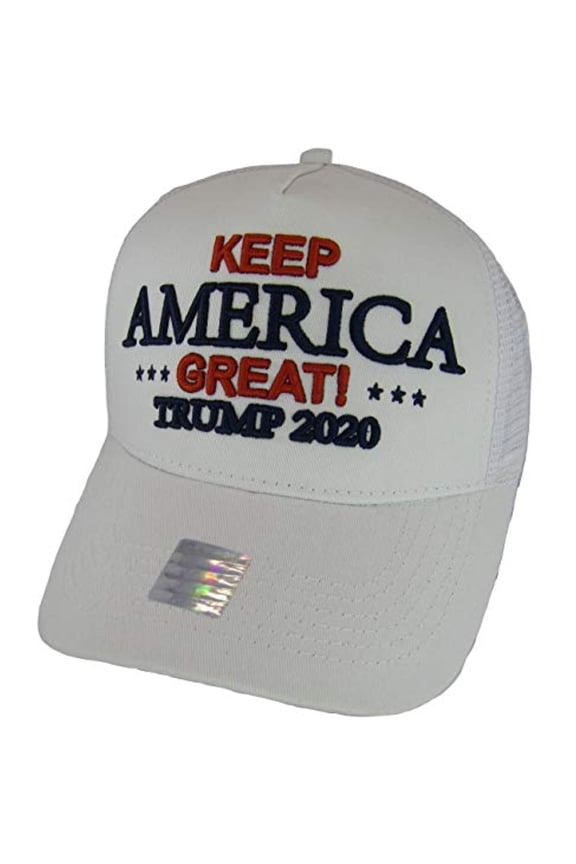 Trump 2020 Keep America Great Mesh Back Adjustable Baseball Cap (White)