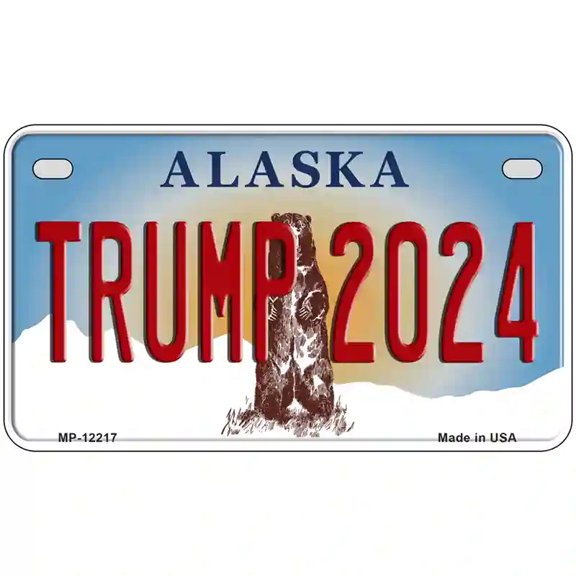 Trump 2024 Alaska Novelty Metal License Plate 7" x 4" Motorcycle (MP)