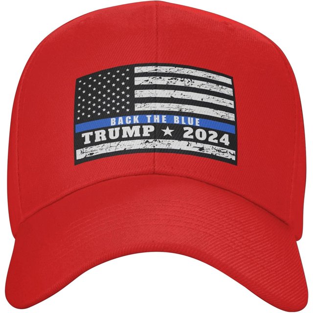 Trump 2024 Back The Blue Trucker Hat Low Profile Thin American Blue
