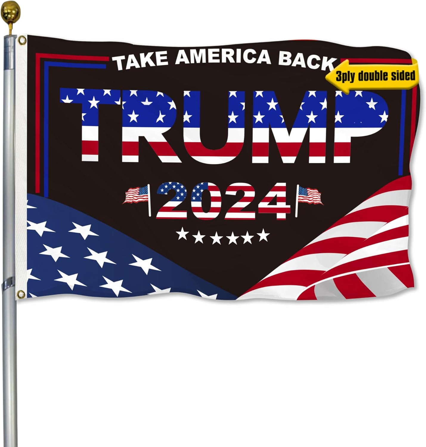 Trump 2024 Flag 2x3Ft 3ply Double Sided Take America Back Donald Trump Flags for Indoor Outdoor