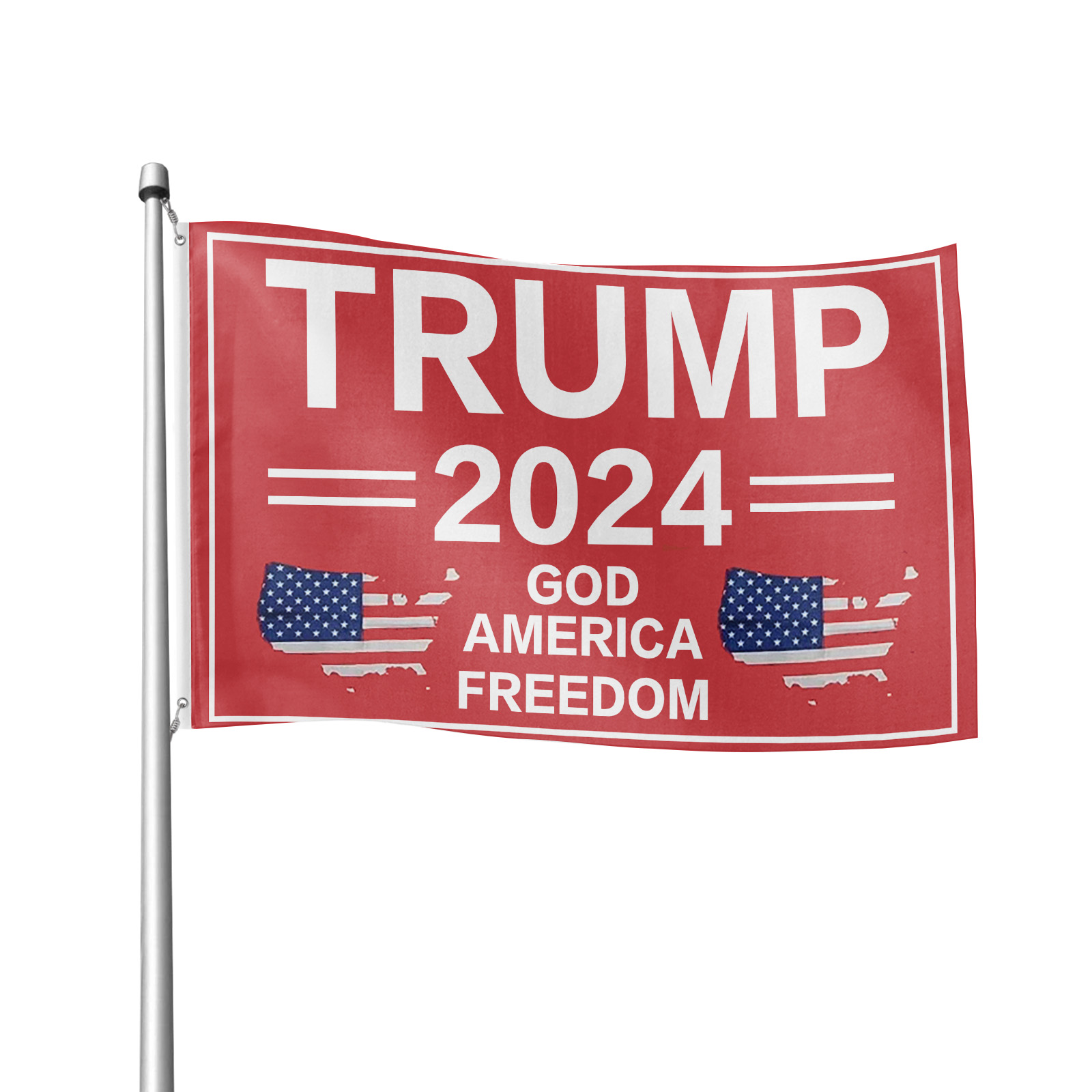 Trade Winds 3x5 Trump 2024 Flag – God America Freedom – Red USA Map – Polyester Banner