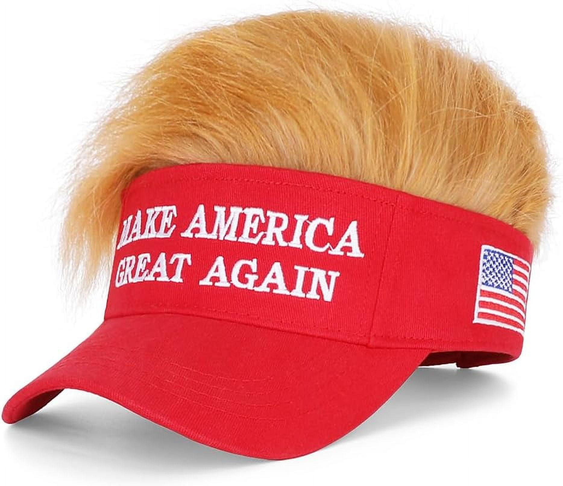 Trump 2024 Hat with Hair,Donald Trump Make America Great Again Wig Hat