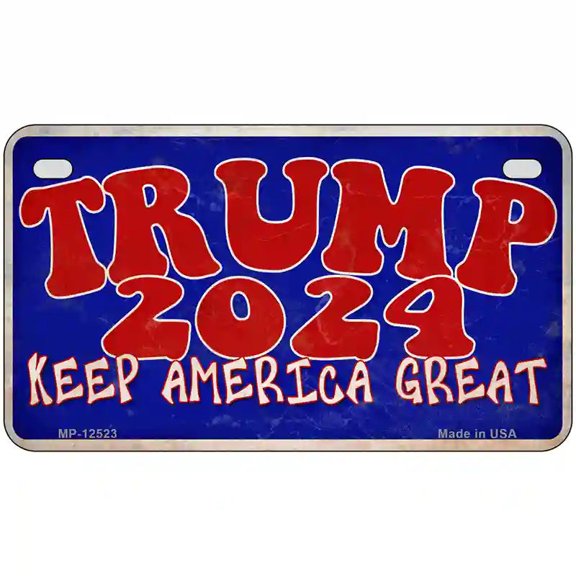 Trump 2024 Keep America Great Novelty Metal License Plate 7" x 4" Motorcycle (MP)