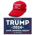 Trump 2024 MAGA Hat and Trump Flag Set, Donald Trump 2024 Hat Take