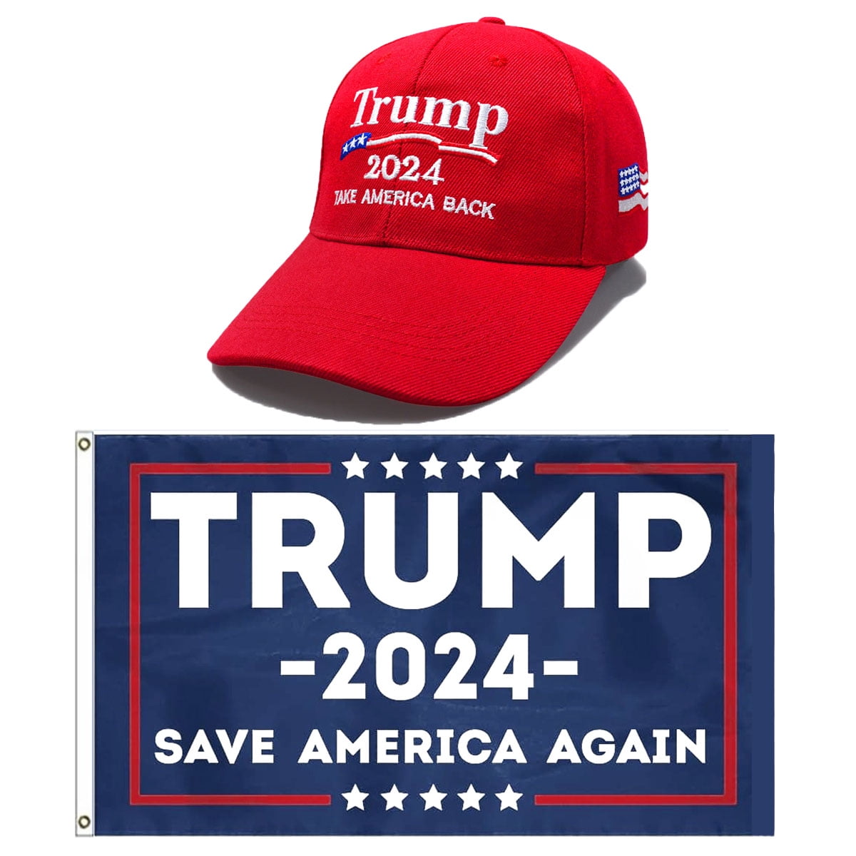 Trump 2025 MAGA Hat and Trump Flag Set, Donald Trump 2025 Hat Take