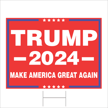 Screen Printing Trump 2024 Make Great Again 18" x 24" Red Presidential Campaign Yard Sign