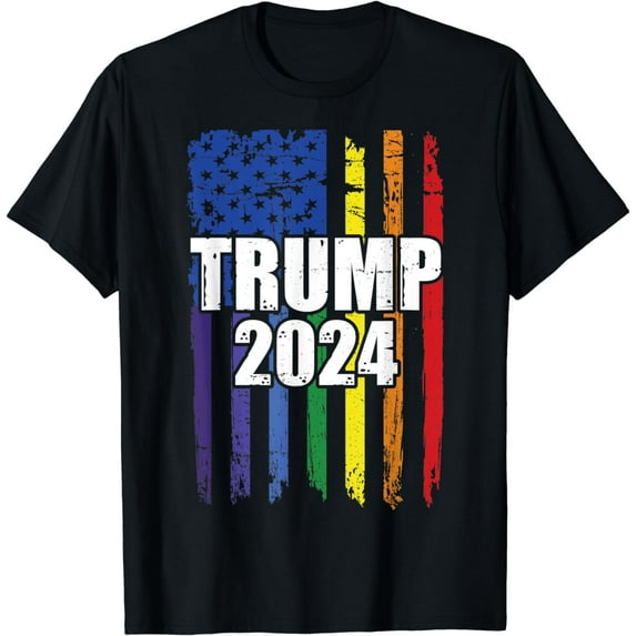 Trump 2024 President | Vintage LGBTQ Rainbow Gay Pride Flag T-Shirt
