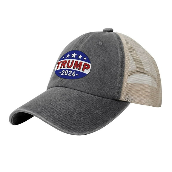 Trump 2024 Presidential Election Bumper Baseball Cap Trucker Hat For Men Women Adjustable Outdoor Denim Mesh Hat
