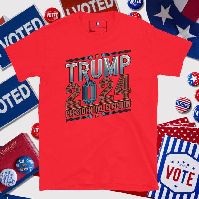 Trump 2024 Presidential Election T-Shirt – Patriotic Red, White & Black Design for Supporters- L (Red)