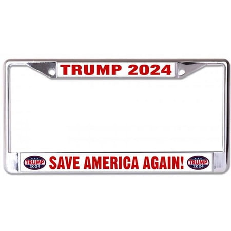 Trump 2024 Save America Again Chrome License Plate Frame