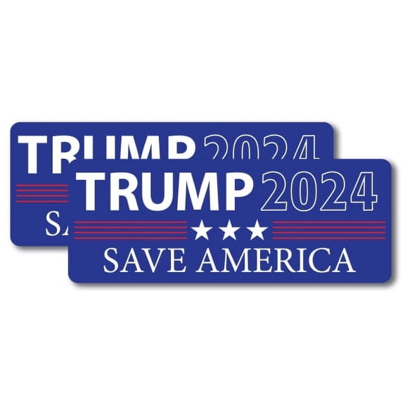 Trump 2024 Save America Republican Party Political Magnet Decal, 2 Pack, 3x8 in