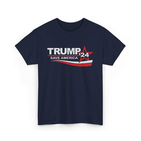 Trump 2024 Save America T-Shirt Patriotic Campaign maga USA Flag Unisex Tee - Navy / S