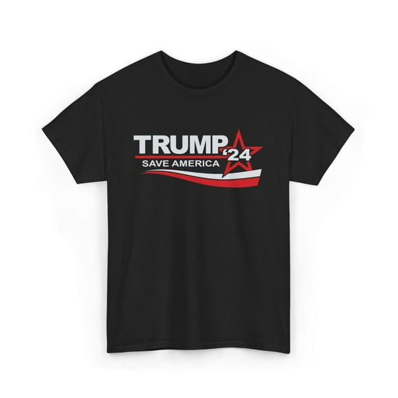 Trump 2024 Save America T-Shirt Patriotic Campaign maga USA Flag Unisex Tee - Black / S