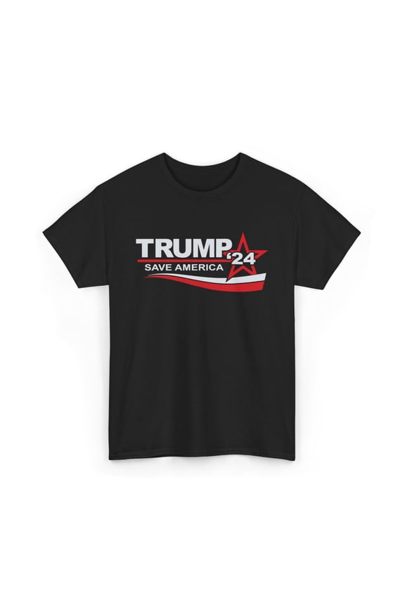 Trump 2024 Save America T-Shirt Patriotic Campaign maga USA Flag Unisex Tee - Black / XL