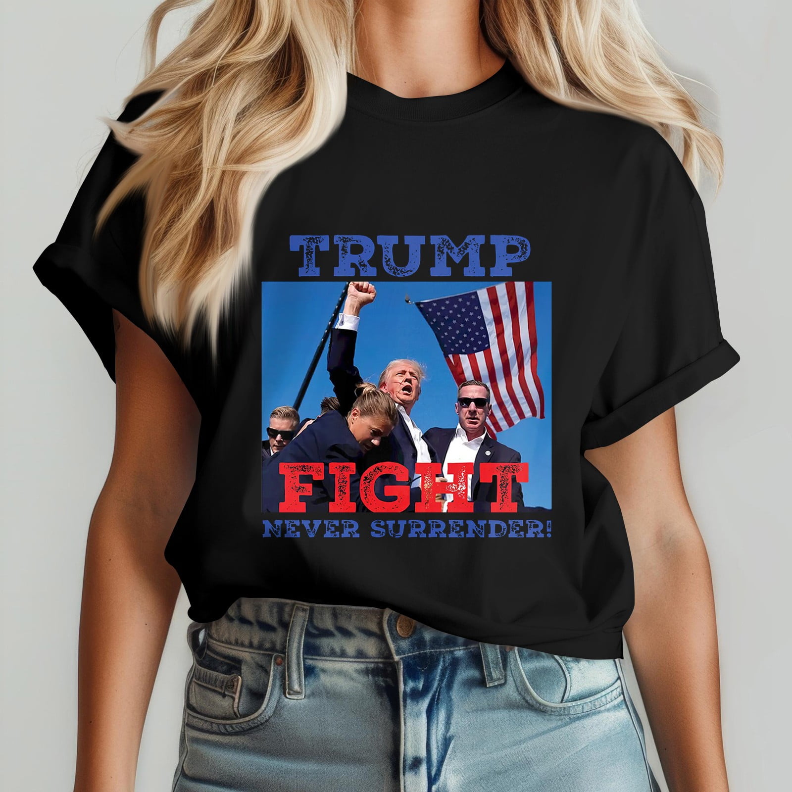 Trump 2024 Shirts for Women Trump Flag 2024 We The People Stand With