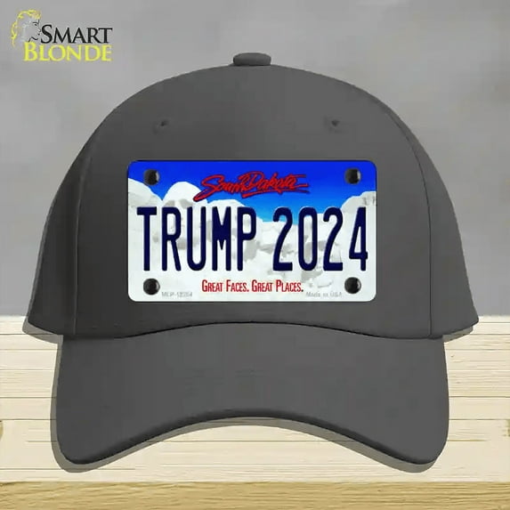 Trump 2024 South Dakota Novelty License Plate Hat Cotton Charcoal