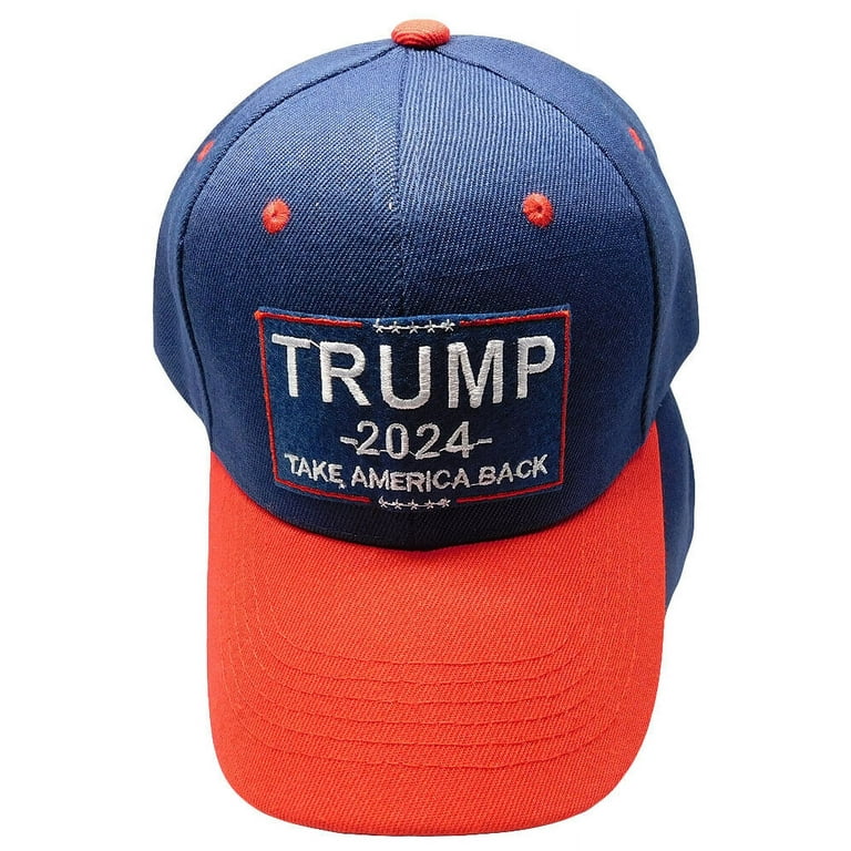 Trump 2024 Take America Back Navy Blue Red Bill Adjustable Embroidered Cap Hat