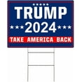 Trump 2024 Take America Back Yard Sign with Metal Stake 18X12Inch Double Sided Outdoor