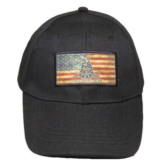 Trump 2024 VINTAGE USA Gadsden Don't Tread On Me Tea Patch Black Cap Hat