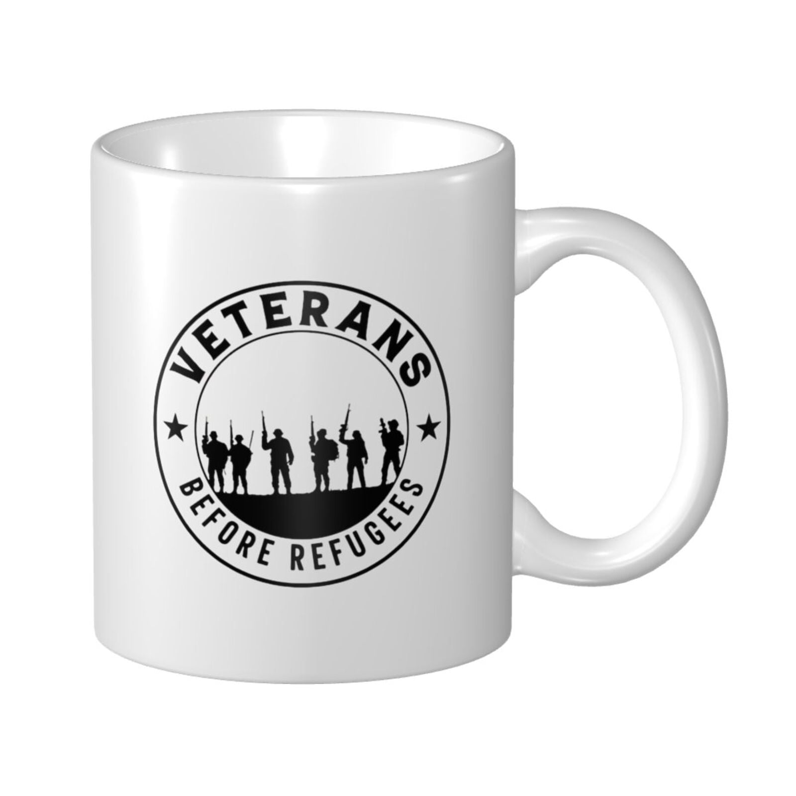 Trump 2024 Veterans Before Refugees Coffee Tea Ceramic Mug Office Work