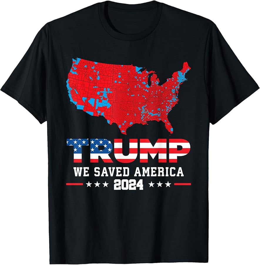 Trump 2024 We Saved America Presidential Election Map TShirt